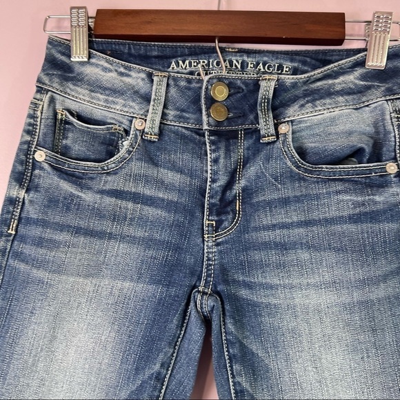 American Eagle Super Stretch Artist Crop Low Rise Distressed Cropped Jeans 00 - Picture 5 of 13